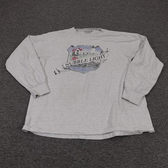 Winona Other - Vintage Winona Shirt Mens XL Gray Nubble Light Lighthouse Graphic Made USA 90s